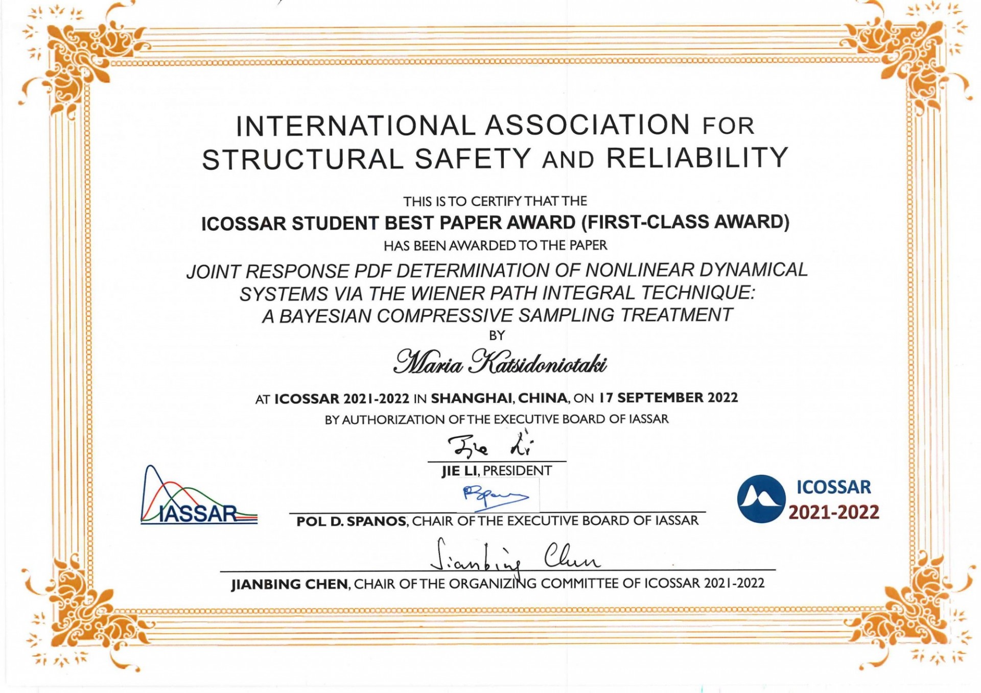 PhD student Maria Katsidoniotaki wins Best Student Paper Award ...