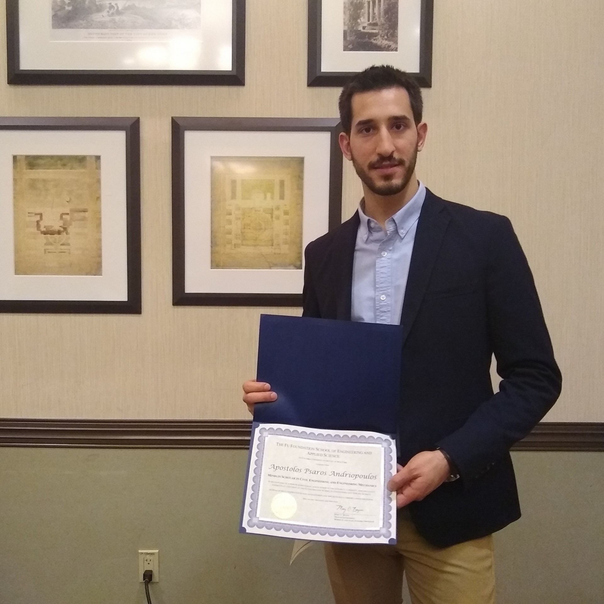 PhD student Apostolos Psaros receives the Mindlin Scholar Award